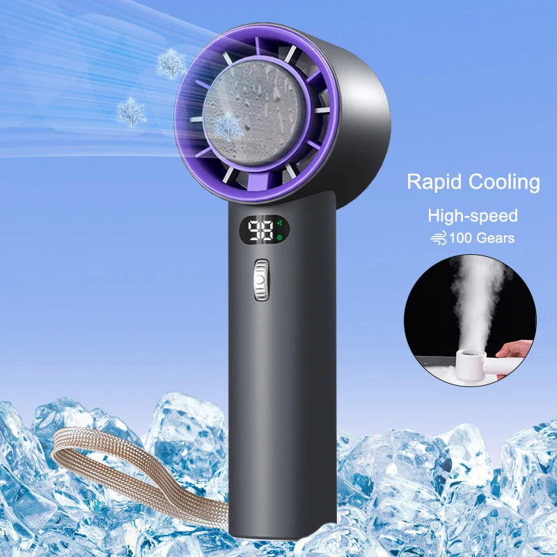 Portable Turbo Fan - Handheld, Adjustable Speeds, 3000mAh Battery