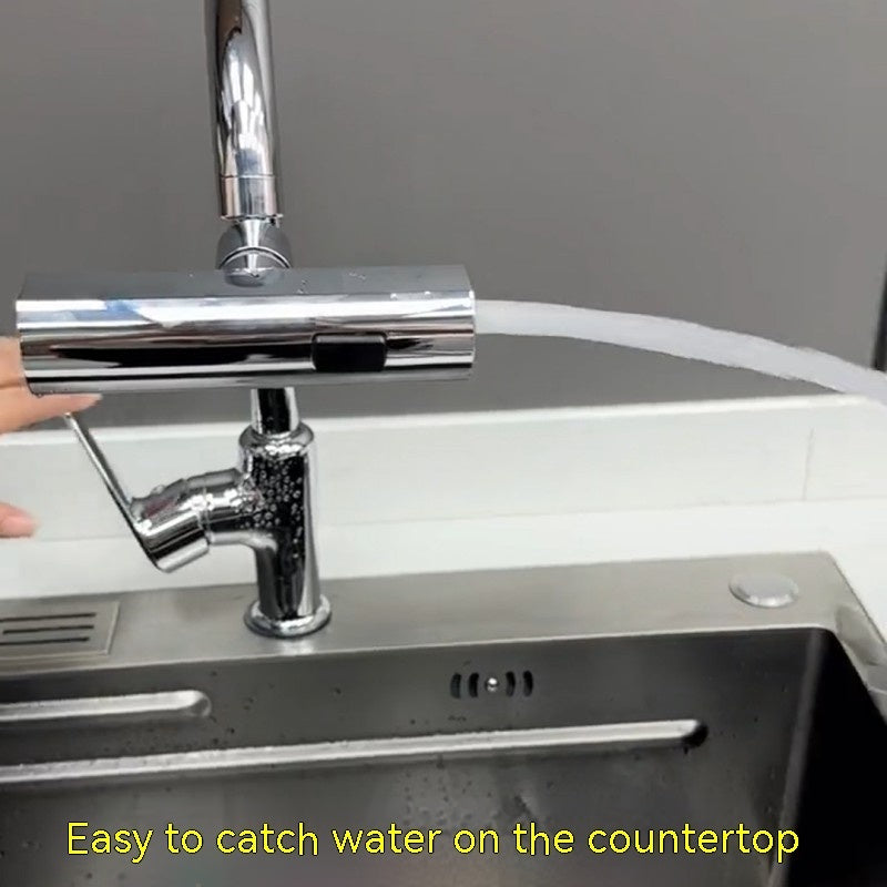 Kitchen Waterfall Faucet – 360° Splash Proof Rotating Bubbler