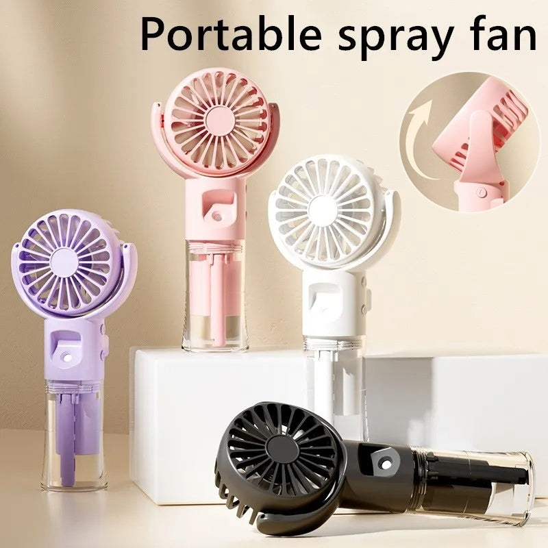 Portable Handheld Mist Fan with 4 Speed USB Rechargeable Cooler