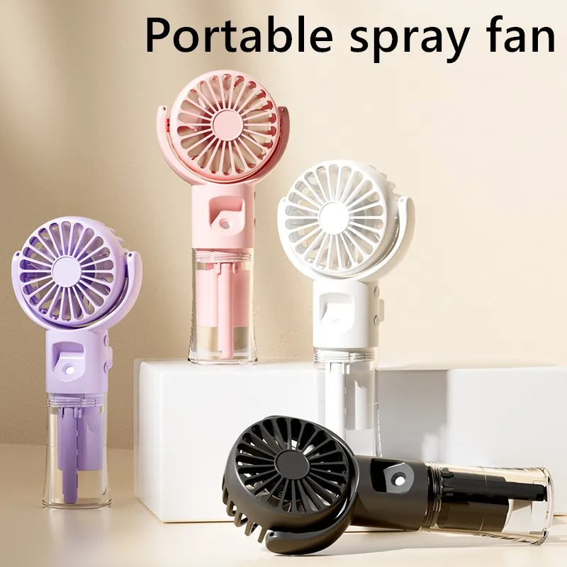 Portable Handheld Mist Fan with 4 Speed USB Rechargeable Cooler