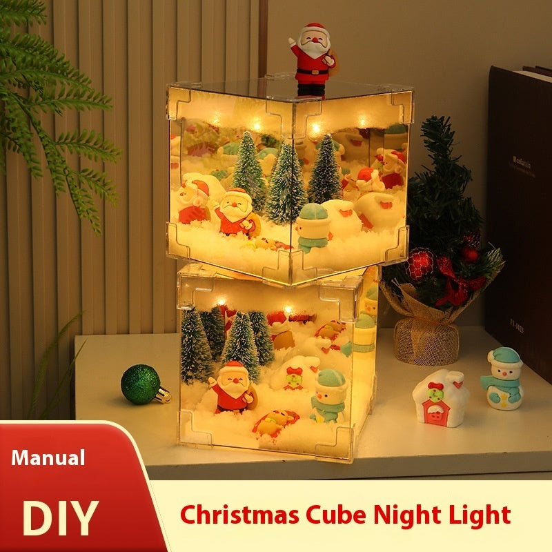Christmas Glow Cube – Small Night Lamp & Desktop Decoration