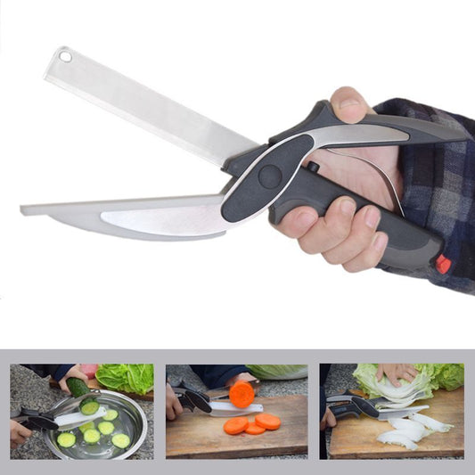 2-in-1 Kitchen Chopping Knife & Vegetable Scissor